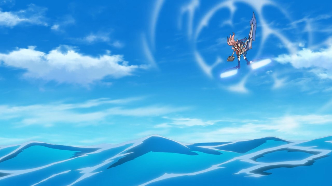 Tsubasa jets down toward the ocean